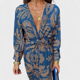 Vesna - Midi obleka z V-izrezom" can be rewritten as "Vesna - Midi Dress with V-Neck