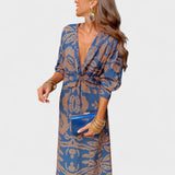 Vesna - Midi obleka z V-izrezom" can be rewritten as "Vesna - Midi Dress with V-Neck