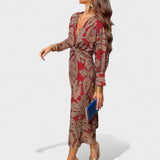 Vesna - Midi obleka z V-izrezom" can be rewritten as "Vesna - Midi Dress with V-Neck