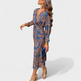 Vesna - Midi obleka z V-izrezom" can be rewritten as "Vesna - Midi Dress with V-Neck